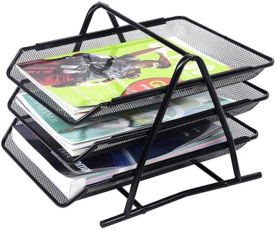 BULKY 3 Compartments METAL 3 TIER DOCUMENT TREY(Black)