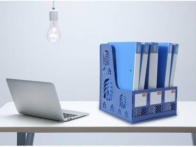 SJ Exims 3 Compartments plastic 3 Compartment Multi function File Paper Magazine Rack Holder(Multicolor)