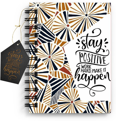 DI-KRAFT Quote printed A5 Notebook, 90 GSM, Unruled White 160 Pages (6*8 Inch), Spiral Wiro Binding Diary with Dangler & Desing Design A5 Diary Unruled 160 Pages(Multicolor)