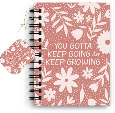 DI-KRAFT Flower Print A5 Notebook, 90 GSM, Unruled White 160 Pages (6*8 Inch), Spiral Wiro Binding Diary with Dangler & Desing Design A5 Diary Unruled 160 Pages(Multicolor)