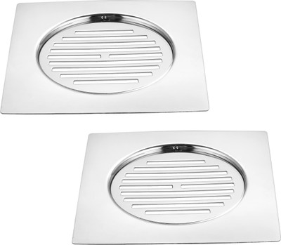 RUHE Floor Stainless Steel Push Down Strainer(12.7 cm Set of 2)