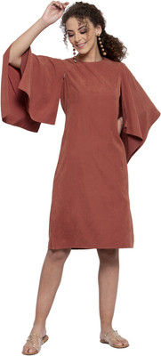 LELA Women A-line Maroon Knee Length Dress