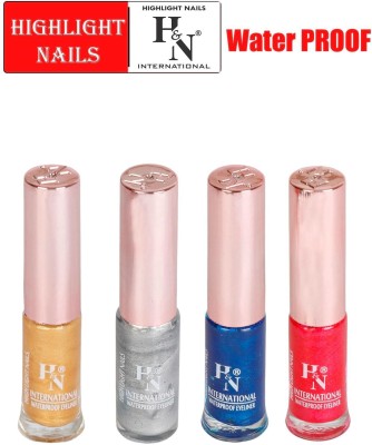 HnN LIQUID EYELINER WATERPROOF COMBO OF 4 56 ml(GOLDEN LIMELIGHT, METALLIC BLUE, HOT PINK, SHOOTING STAR SILVER)