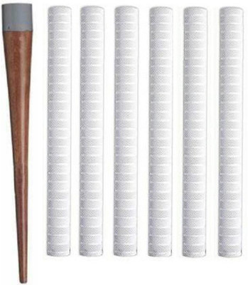 Owlix Pack of 6 Cricket Bat White Grip (ST) + One Wooden Grip Cone Chevron(Pack of 7)