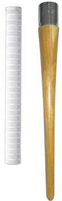 Raider Pair of 1 Cricket Bat White Grip (MSD) + One Wooden Grip Cone Chevron(Pack of 2)