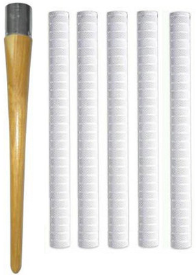 Raider Set of 5 Cricket Bat White Grip (MSD) + One Wooden Grip Cone Chevron(Pack of 6)