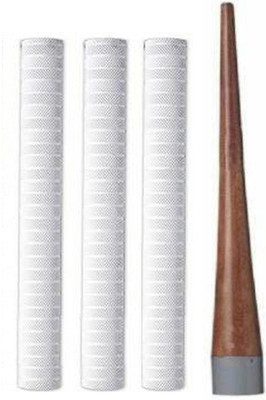 Raider Pack of 3 Cricket Bat White Grip (MSD) + One Wooden Grip Cone Chevron(Pack of 4)