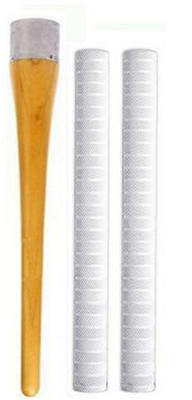 Y2M Set of 2 Cricket Bat White Grip (VK) + One Wooden Grip Cone Chevron(Pack of 3)
