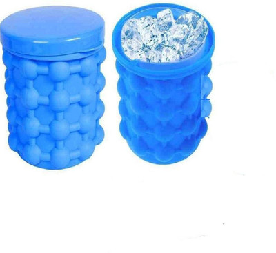 PGK TRADERS 1 L Silicone Trays Molds Ice Bucket Revolutionary Space Saving Ice Cube Maker(PACK OF 2) Ice Bucket(Blue)