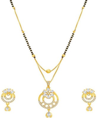 Pihoo Enterprise Alloy Gold-plated Gold, White, Black Jewellery Set(Pack of 1)