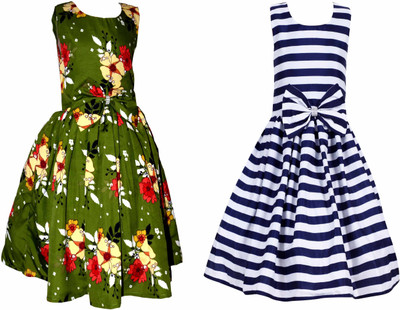 HEAVENS CREATIONS Baby Girls Below Knee Casual Dress(Multicolor, Sleeveless)