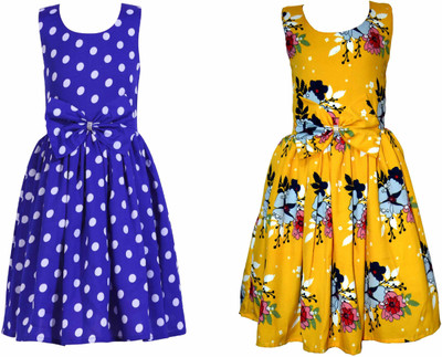 HEAVENS CREATIONS Baby Girls Below Knee Casual Dress(Multicolor, Sleeveless)