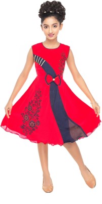 Mullick the designer Midi/Knee Length Casual Dress(Red, Sleeveless)