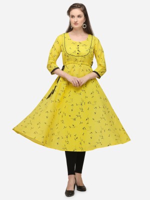 Prettify Women Printed A-line Kurta(Yellow)