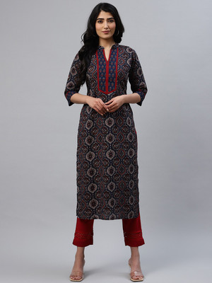 61 OFF on LIBAS Women Printed Straight Kurta Blue on Flipkart