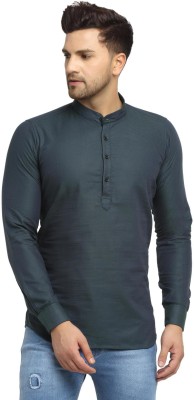 Cross Court Men Solid Straight Kurta(Green)