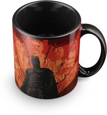 MUGKIN Batman And The Character ArtWork Printed Black Ceramic Coffee Mug(350 ml)