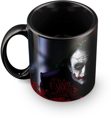 MUGKIN A52 : DC Comics Dark Joker Printed Black Ceramic Coffee Mug(350 ml)