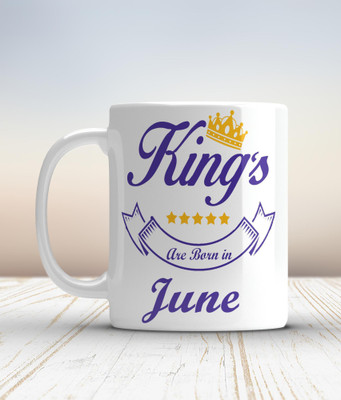 Shieldsmore Ceremic King Are Born In June Printed Coffee For Gift | White Ceramic Coffee Mug(325 ml)