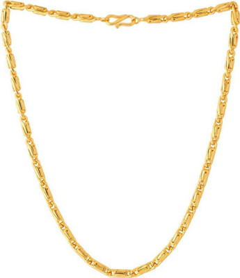 LETNIX DWITI Golden Stylish Round Fisher Ball Necklace Gold Plated Chain For Men dwiti Women Gold-plated Plated Metal Chain Gold-plated Plated Brass, Metal Chain