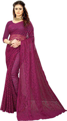 UNICK Self Design Bollywood Net Saree(Magenta)