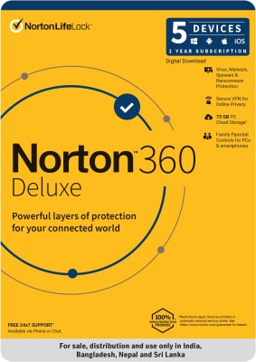Norton 360 Deluxe 5 PC PC 1 Year Total Security (Email Delivery - No CD)(Standard Edition)