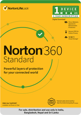 Norton 360 Standard 1 PC PC 3 Years Total Security Compatible with Mac, Android, iOS, Windows (Email Delivery - No CD)(Standard Edition)
