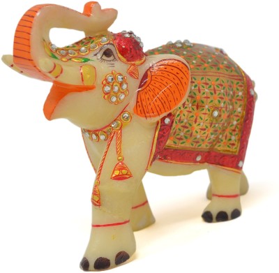 Armaan Amaara Marble Elephant Full Gold Painted Trunk Up Decorative Showpiece  -  14.5 cm(Marble, Multicolor)