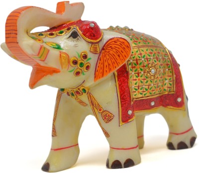 Armaan Amaara Marble Elephant Full Gold Painted Trunk Up Decorative Showpiece  -  13 cm(Marble, Multicolor)
