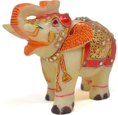 Armaan Amaara Marble Elephant Full Gold Painted Trunk Up Decorative Showpiece  -  10.5 cm(Marble, Multicolor)