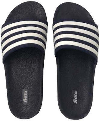 Bata Women Slides(Blue, White , 5)