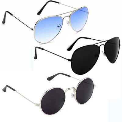 BROOF Aviator, Aviator, Round Sunglasses(For Men, Red, Blue, Violet)