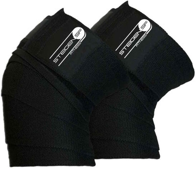STEIGEN FITNESS Knee Wrap / Knee Support-Length 2 Meters (78 inches).(Black)- 1 Pair Knee Support(Black)