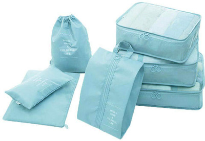 HOUSE OF QUIRK Polyester Packing Cubes With Pouch & Toiletry Bag- Light Blue(Blue)