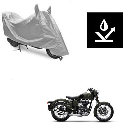 Atulit enterprises Two Wheeler Cover for Royal Enfield(Battle, Silver)