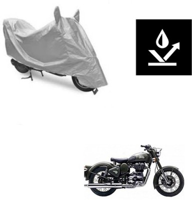 Atulit enterprises Two Wheeler Cover for Royal Enfield(Battle Green, Silver)