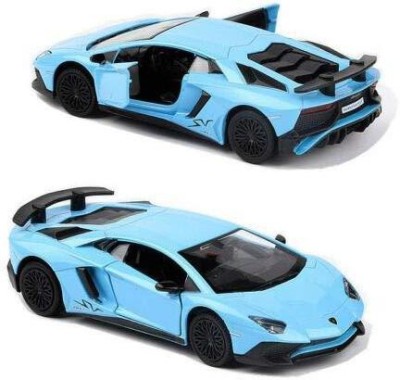 Toy Street Metal Real Looks of Famous Lamborghini Model Cars Pull Back, 3 Operable Doors with 4 Wheel Drive, Race toy car for kids Engine Cover and Tail with Lights and Music for 3 and above Kid- Pack of 1, Black(Multicolor)