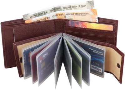 ShopMore Men Brown Artificial Leather Wallet(11 Card Slots)