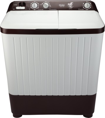 Haier 6.5 kg Semi Automatic Top Load White, Maroon(HTW65-187BO)   Washing Machine  (Haier)