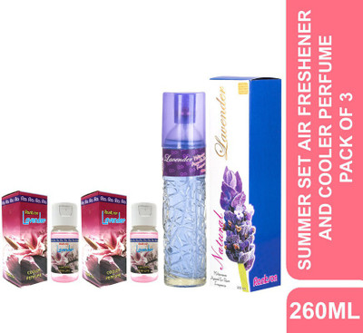Rankson Lavender Spray, Diffuser Beat The Heat Air Freshener (1 X200ml) & Cooler Perfume Combo (2X30ml) - Lavender - 260ml(3 x 86.67 ml)