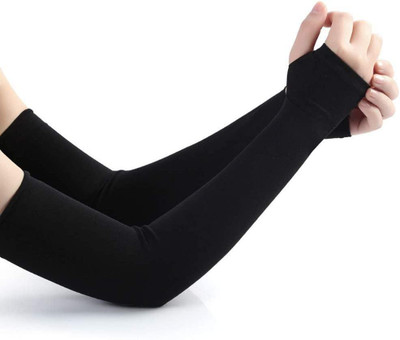 Cozyway Nylon Arm Sleeve For Men & Women(Free, Black)