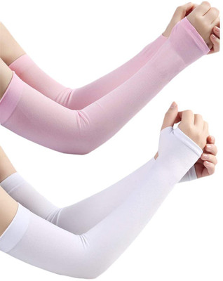 QUEERY Nylon Arm Sleeve For Men & Women(Free, Pink, White)