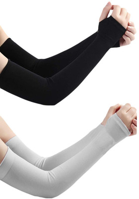 QUEERY Nylon Arm Sleeve For Men & Women(Free, Black, Grey)