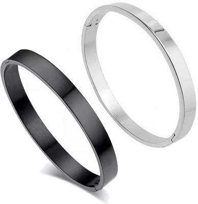 Stainless Steel, Metal, Steel, Alloy Silver, Gold-plated, Rhodium Bracelet  (Pack of 2)