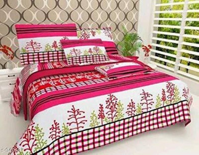 vinay ent 150 TC Polycotton Double Printed Flat Bedsheet(Pack of 1, Pink)