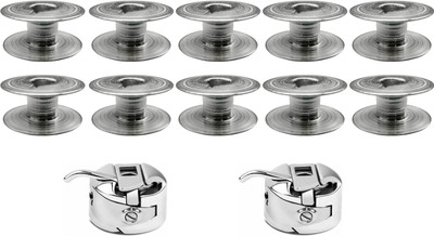 Kavmart KAV3058 Pack of 10 Bobbins 2 Bobbin Heavy Case for hand sewing machines Metal Bobbins Metal Bobbins (Pack of 12) Metal Bobbins(Pack of 10, Medium)