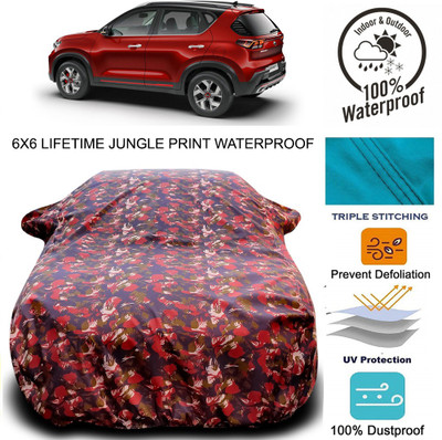 APNEK Car Cover For Kia Sonet (With Mirror Pockets)(Red, Green)