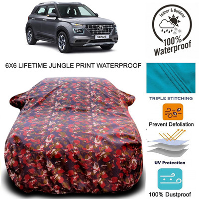 Yuniek Car Cover For Hyundai Venue (With Mirror Pockets)(Red, Green)