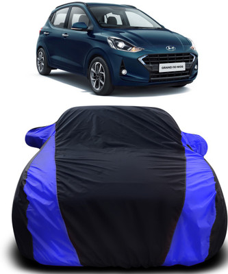 Gavya Car Cover For Hyundai Grand i10 Nios (With Mirror Pockets)(Black, Blue)