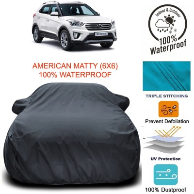 NUMBOR ONE Car Cover For Hyundai Creta (With Mirror Pockets)(Grey)